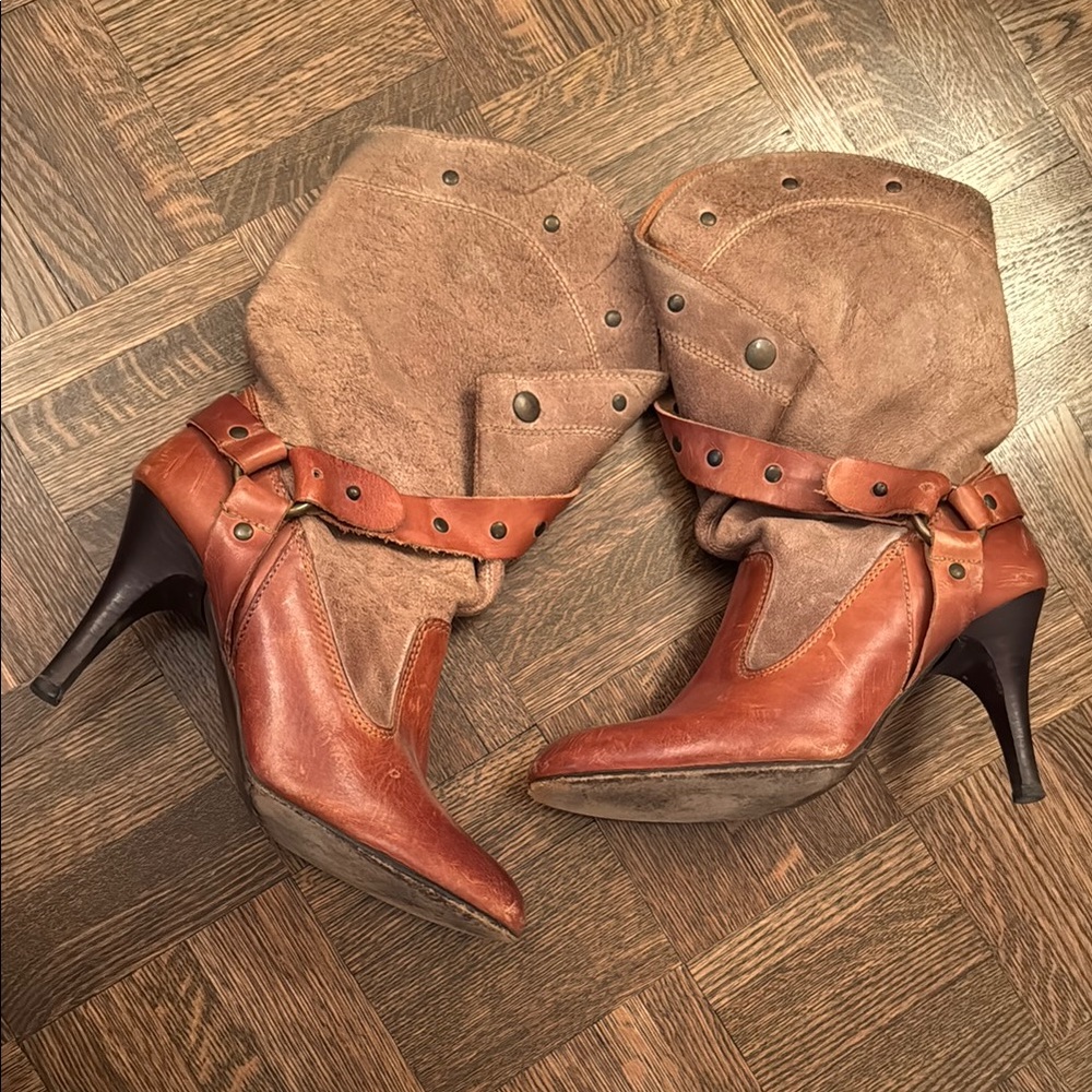 Diesel Brown Tan Leather & Suede Women's Boots size 37